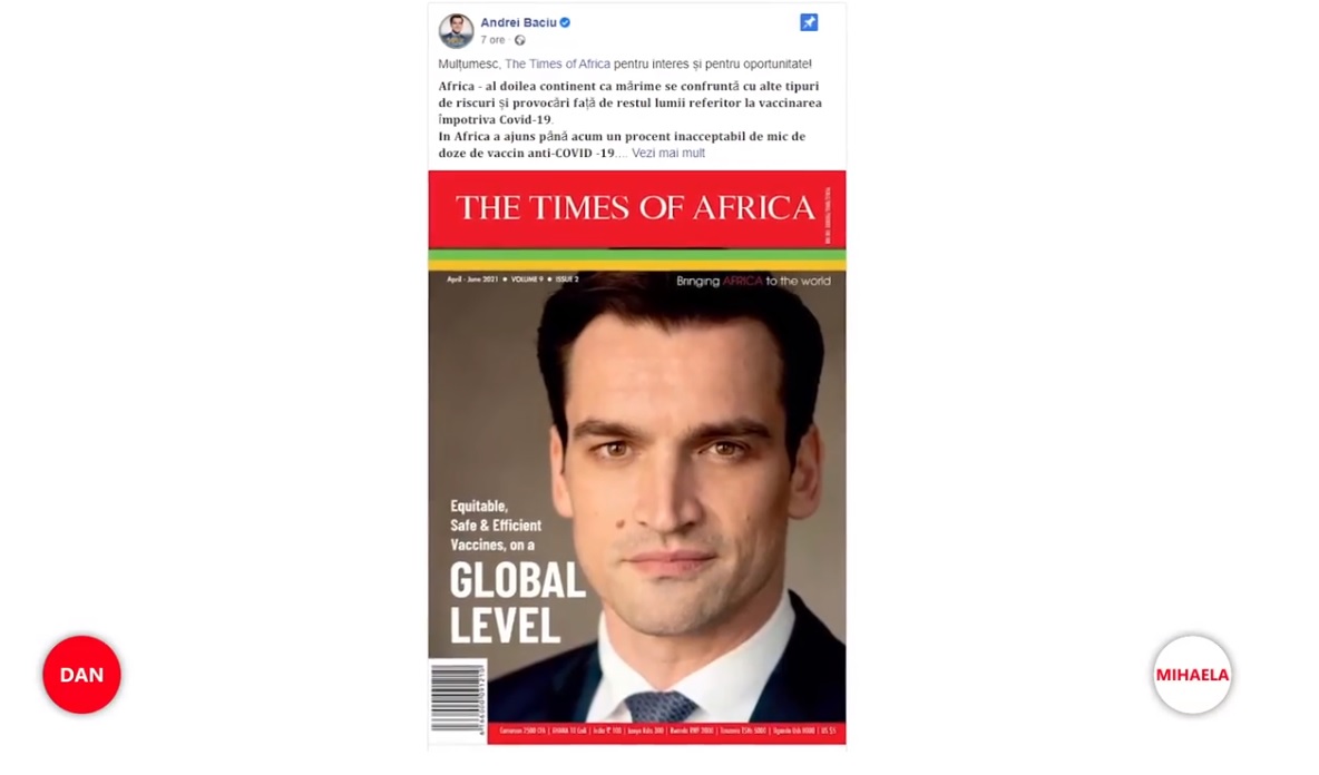 Andrei Baciu a ajuns pe coperta The Times of Africa: „Vaccinuri echitabile, sigure și eficiente, la nivel global”