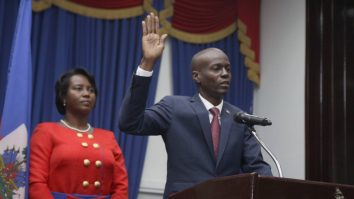 Martine și Jovenel Moise la depunerea jurământului, în 2017. Foto: arhivă facebook.com/martine.josephmoise