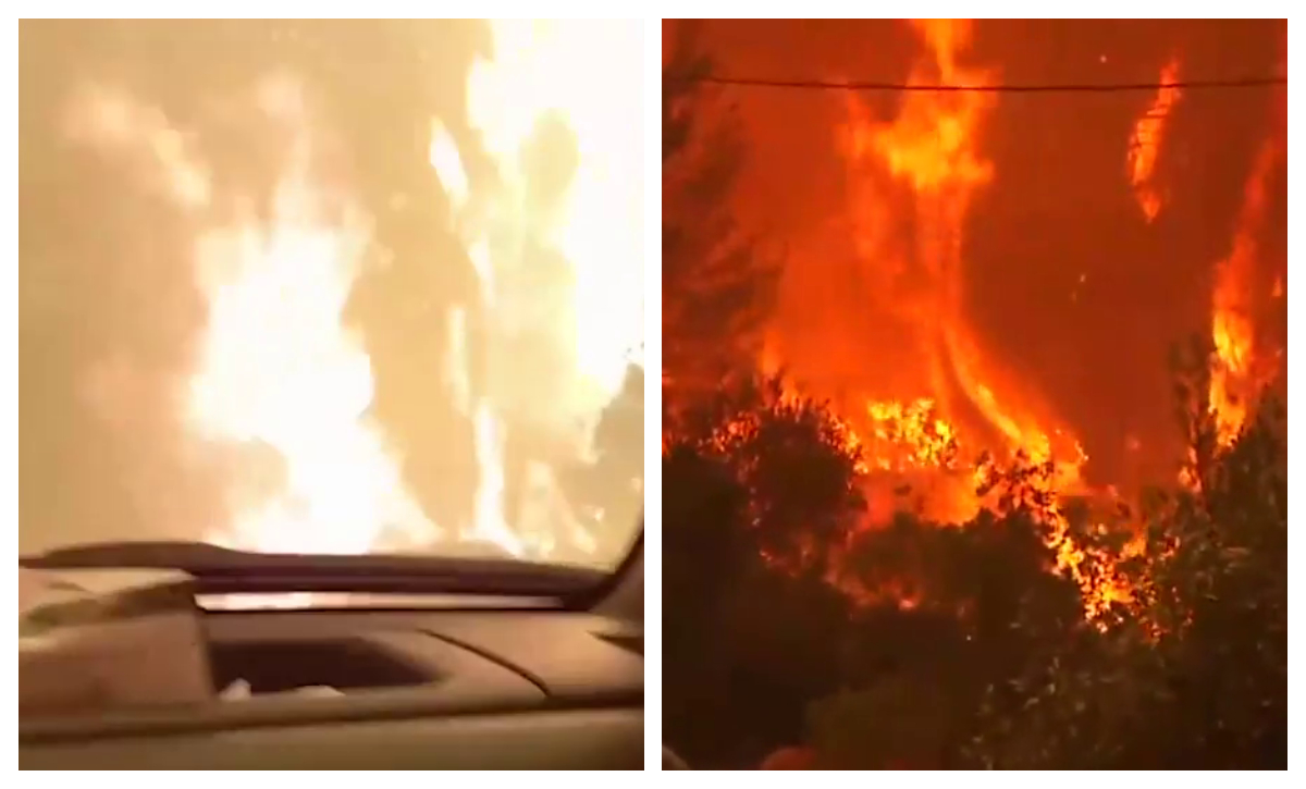 VIDEO: Momentul în care un şofer grec trece cu maşina printr-o pădure în flăcări