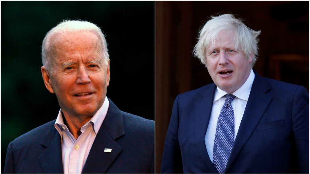 Colaj foto cu Joe Biden și Boris Johnson.