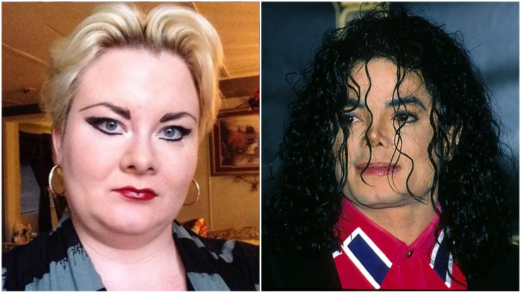 Colaj foto cu o femeie din SUA și cu Michael Jackson.