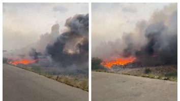 Incendiu cu degajări mari de fum în Mehedinţi, la un depozit ecologic