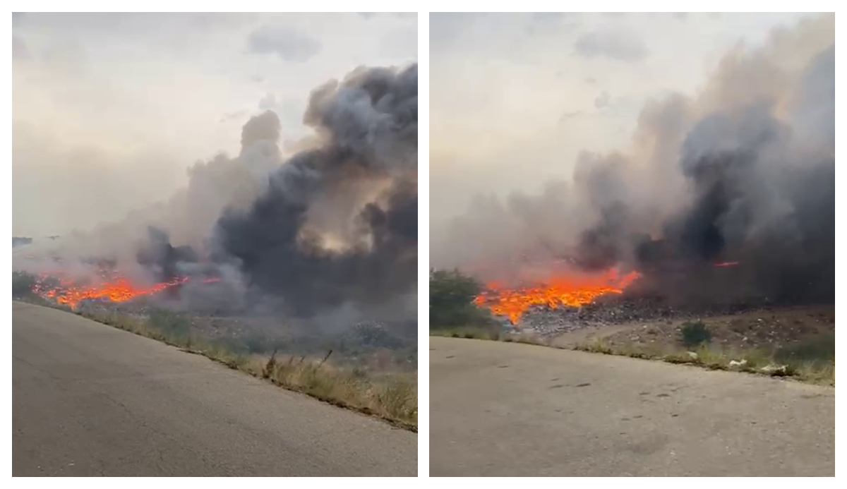 Incendiu cu degajări mari de fum în Mehedinţi, la un depozit ecologic