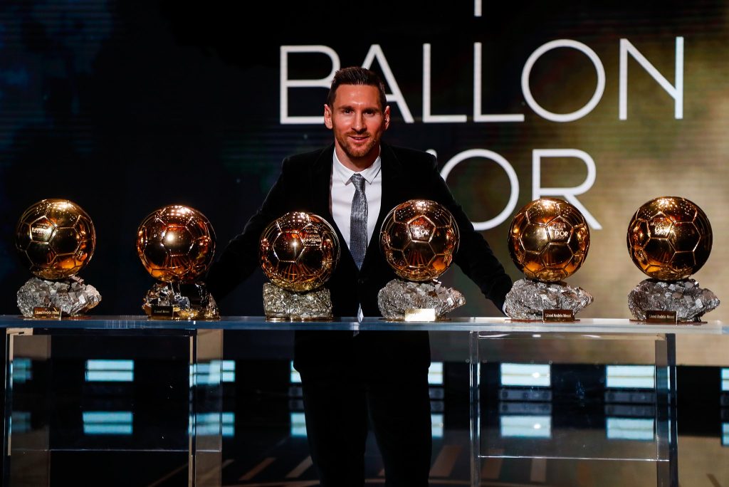 Lionel Messi și cele șase Baloane de aur câștigat cu Barcelona. Foto: FC Barcelona