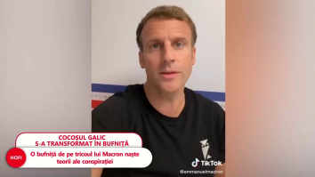 Președintele Franței poartă un tricou cu un însemn ciudat în timpul unei sesiuni video pe TikTok.
