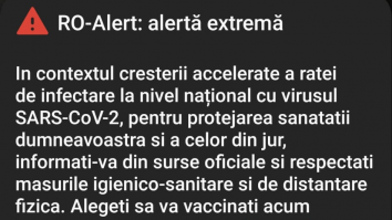 Mesaj prin RO-Alert: Informaţi-vă din surse oficiale, respectaţi măsurile și vaccinați-vă!