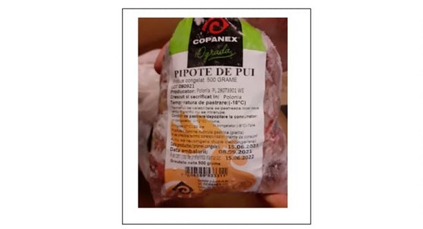 ANSVSA a fost informată despre retragerea de pe piaţă şi rechemarea de la consumatori a produsului „Pipote de pui”, după ce a fost identificată Salmonella.