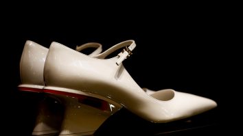 MOSCOW, RUSSIA - OCTOBER 31: Women's luxury heeled shoes, manufactured by Prada, sit on display at the GUM department store on Red Square, in Moscow, Russia on October 31, 2018. Sefa Karacan / Anadolu Agency/ABACAPRESS.COM