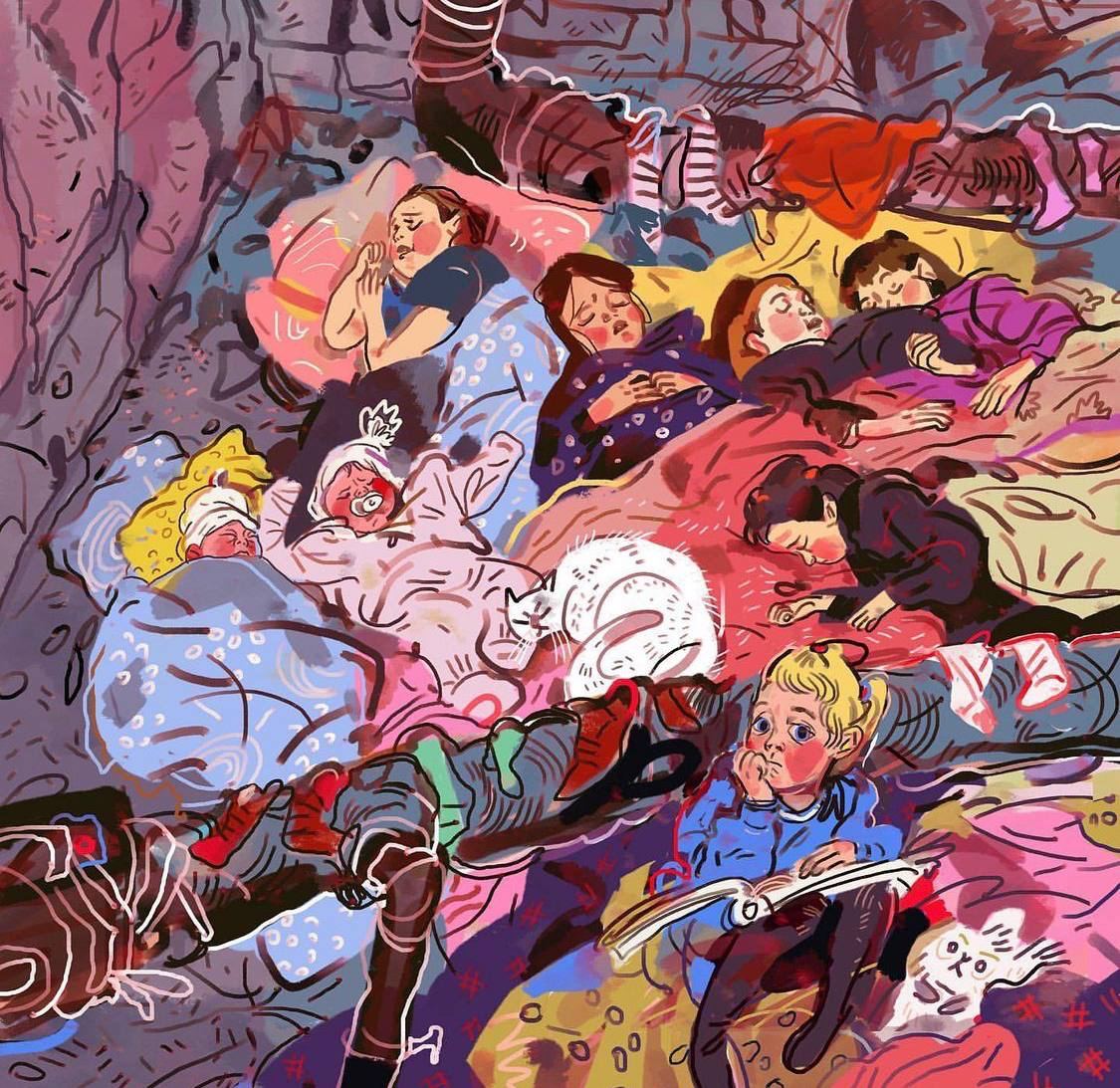 Imagini ale traumelor provocate de război, redate de o artistă ucraineană prin intermediul ilustrațiilor