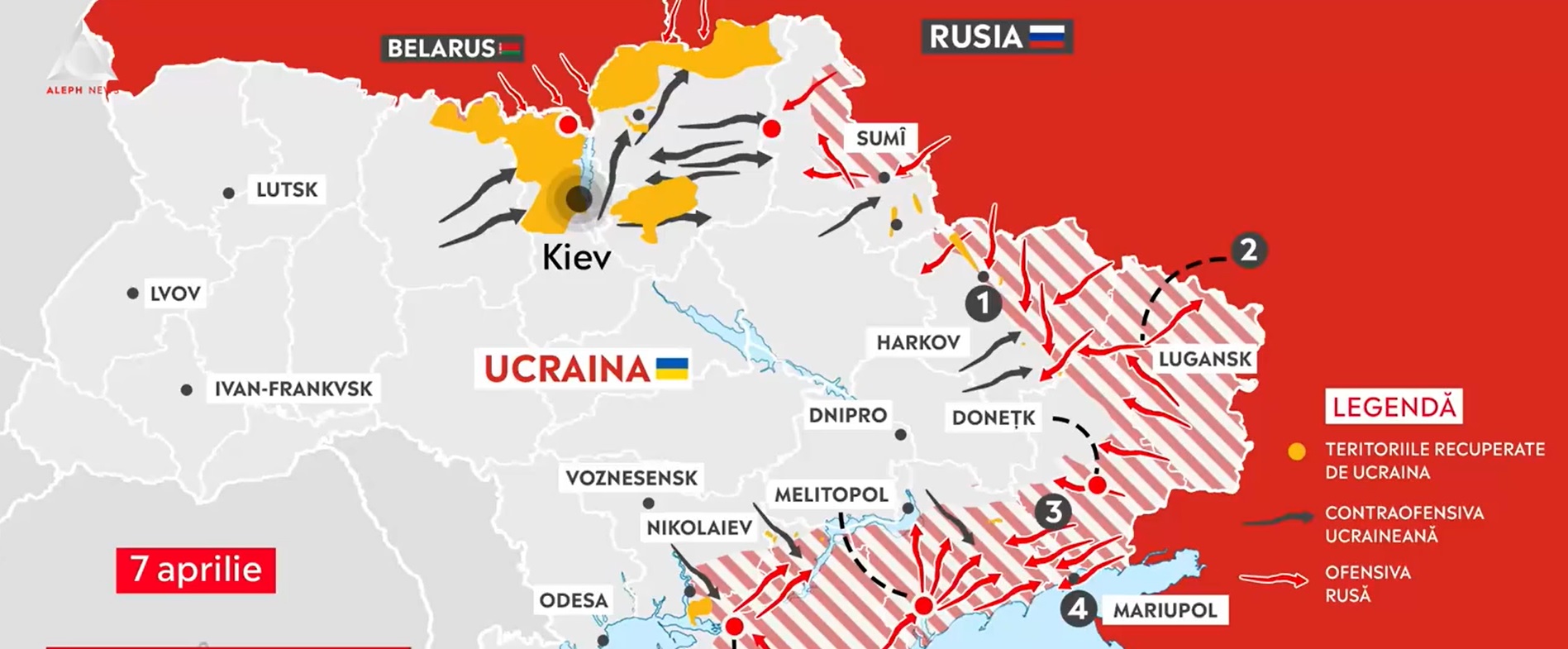 Rusia schimbă strategia în a 43-a zi de război. Luptele se duc în 3 regiuni