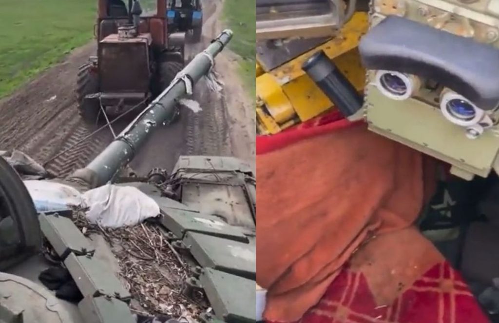 Tractoarele din Ucraina fură tancuri rusești
