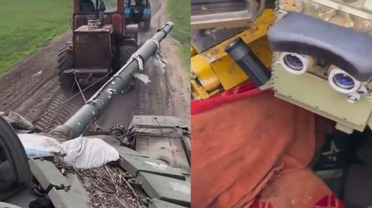 Tractoarele din Ucraina fură tancuri rusești