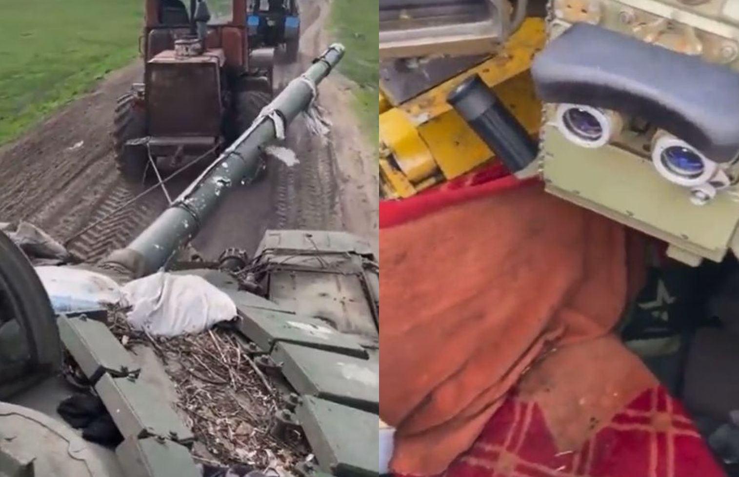 VIDEO. Un tanc rusesc T-72, capturat de un tractor ucrainean