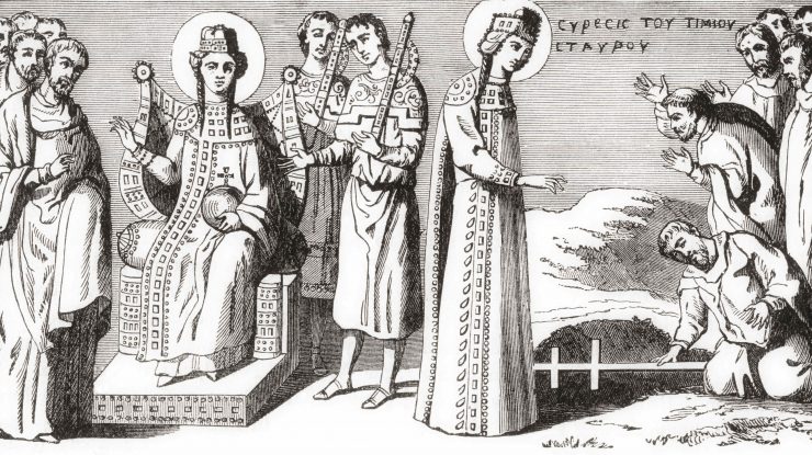 May 28, 2014: St. Helena Discovering The True Cross Of Jesus's Crucifixion During A Pilgrimage To The Roman Province Of Syria Palaestina In The 4th Century. After A Greek Ms Of The 9th Century In The National Library, Paris. Saint Helena Or Saint Helen, C.?250 â€“ C.?330. Consort Of The Roman Emperor Constantius Chlorus And The Mother Of The Emperor Constantine The Great. From Cassell's History Of England, Published C.1901 (Credit Image: © Ken Welsh/Design Pics via ZUMA Wire)