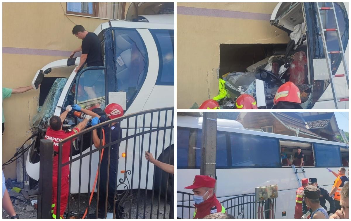 Un autocar cu 51 de cetățeni polonezi a intrat  într-o casă din localitatea maramureșeană Moisei