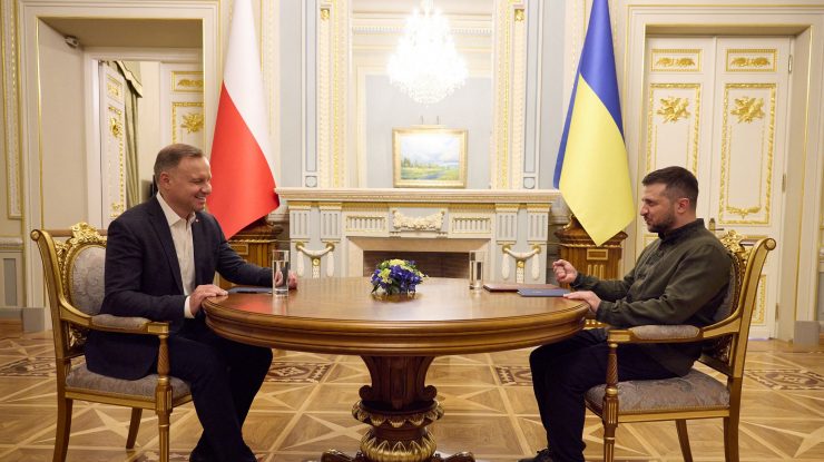 Zelenski s-a întâlnit cu președintele polonez Duda la întoarcerea de la Washington