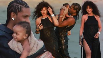 Rihanna și iubitul A$AP Rocky își arată băiețelul într-o ședință foto pe plajă