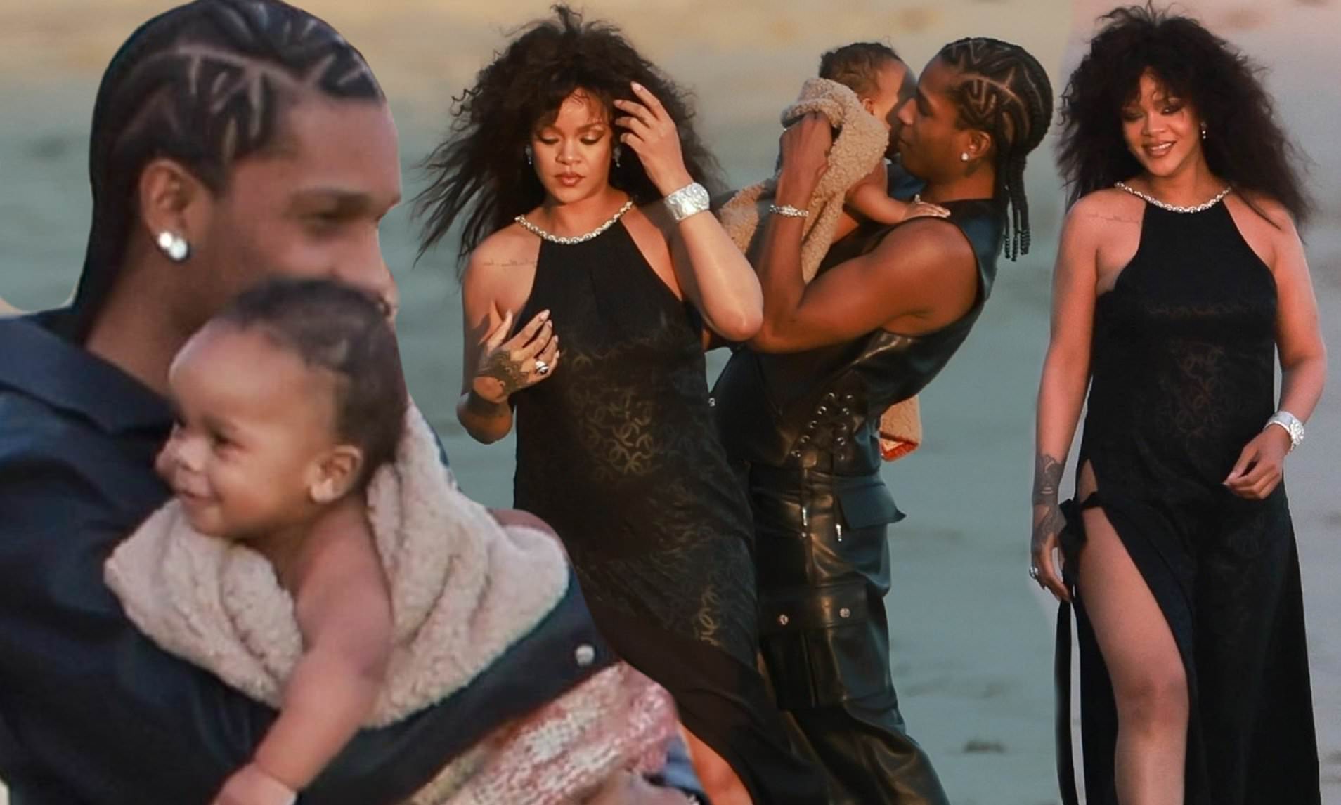 Rihanna și iubitul A$AP Rocky își arată băiețelul într-o ședință foto pe plajă