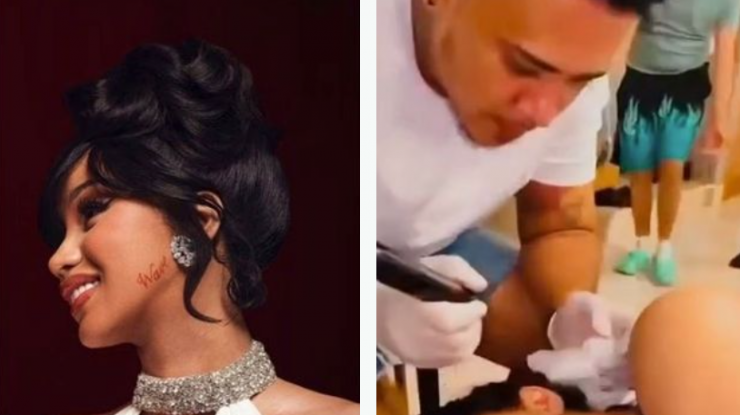 Cardi B își arată noul tatuaj de pe față, care este un omagiu adus fiului ei în vârstă de un an