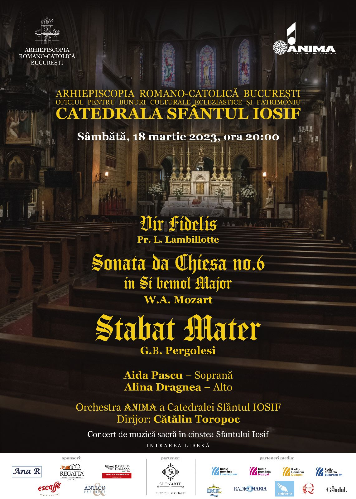 Arhiepiscopia Romano-Catolică București va organiza evenimentul „Concert de muzică sacră”