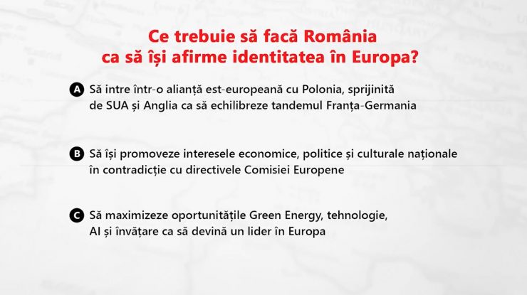 SONDAJ: Ce trebuie să facă România ca să își afirme identitatea în Europa?