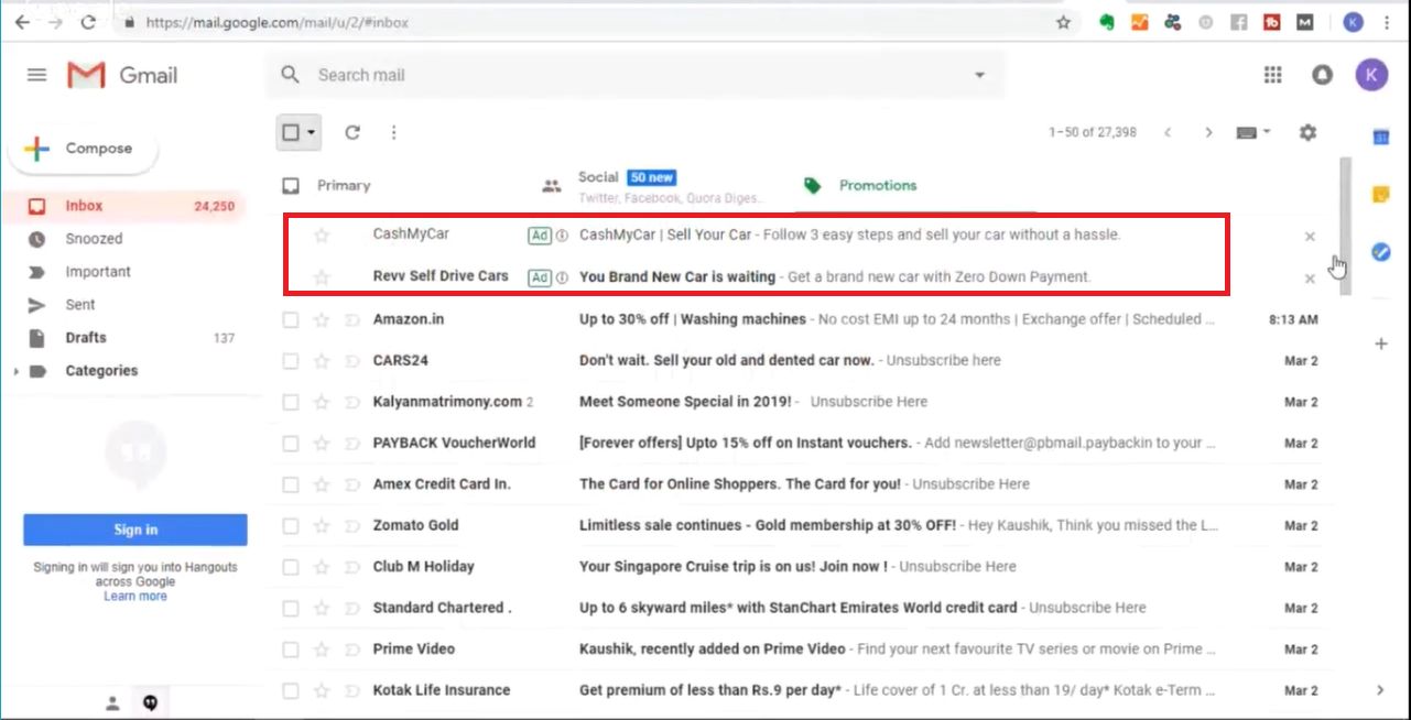 FOTO. Utilizatorii Gmail sunt nemulțumiți că reclamele apar în mijlocul căsuței de e-mail. Google a implementat o nouă strategie