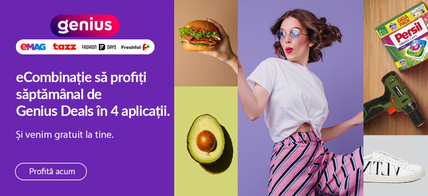 Un client Genius activ în eMAG, Tazz, Fashion Days și Freshful economisește de patru ori mai mult decât înainte de lansarea beneficiilor în cele patru aplicații