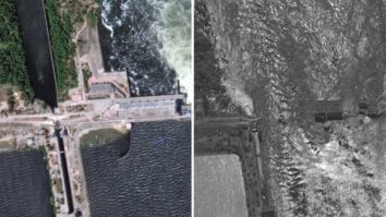 Cum arăta barajul de peste Nipru înainte de explozie? Imaginile din satelit surprind distrugerile de la  Nova Kakhovka
