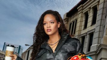 FOTO-VIDEO. Rihanna promovează noua colecție pentru bărbați Louis Vuitton. Cântăreața a pozat cu burtica de gravidă la vedere