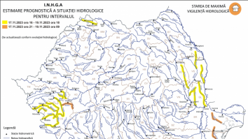 Risc de viituri pe râuri din 10 bazine hidrografice