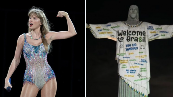 Proiecţie cu mesaj pe statuia lui Iisus din Brazilia, pentru Taylor Swift