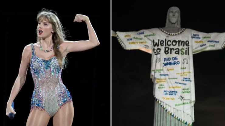 Proiecţie cu mesaj pe statuia lui Iisus din Brazilia, pentru Taylor Swift