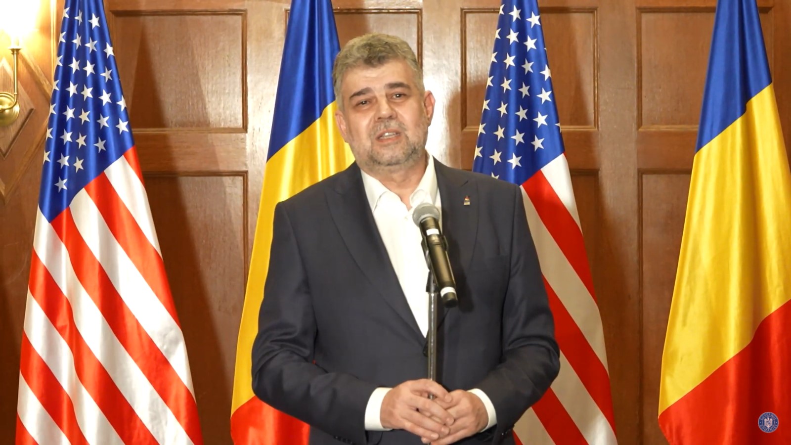 Marcel Ciolacu, în cadrul unei întâlniri cu românii stabiliți în SUA: „România ține în acest moment spatele frontului din Ucraina”