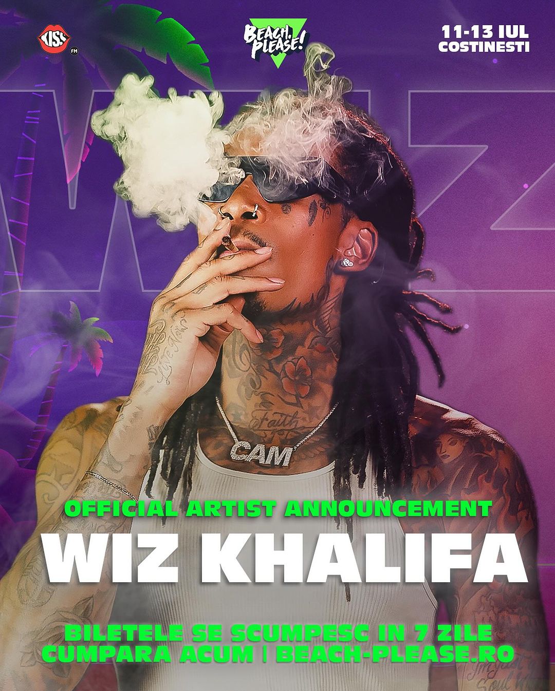 Wiz Khalifa va face senzație la Beach, Please! 2024. Festivalul va găzdui încă doi headlineri surpriză