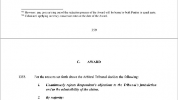 EXCLUSIV ZF. Surpriză de proporţii: România a câştigat procesul cu Gabriel Resources în dosarul Roşia Montana, doi arbitrii au votat pentru România, unul a votat împotrivă. Avocaţii României au fost casa de avocatură internaţională LALIVE din Geneva şi casa de avocatură locală LDDP – Leaua Damcali Deaconu Păunescu. Motivarea are 414 pagini