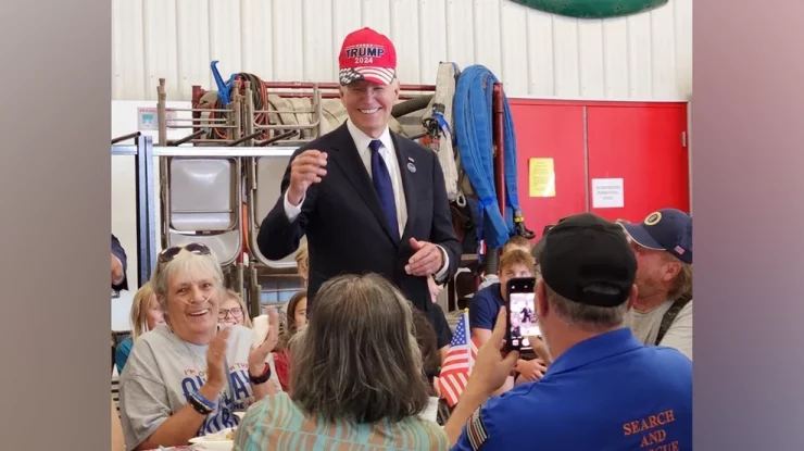 Biden a purtat o șapcă cu sloganul „Trump 2024” la stația de pompieri din Pennsylvania. Cum a reacționat fostul președinte