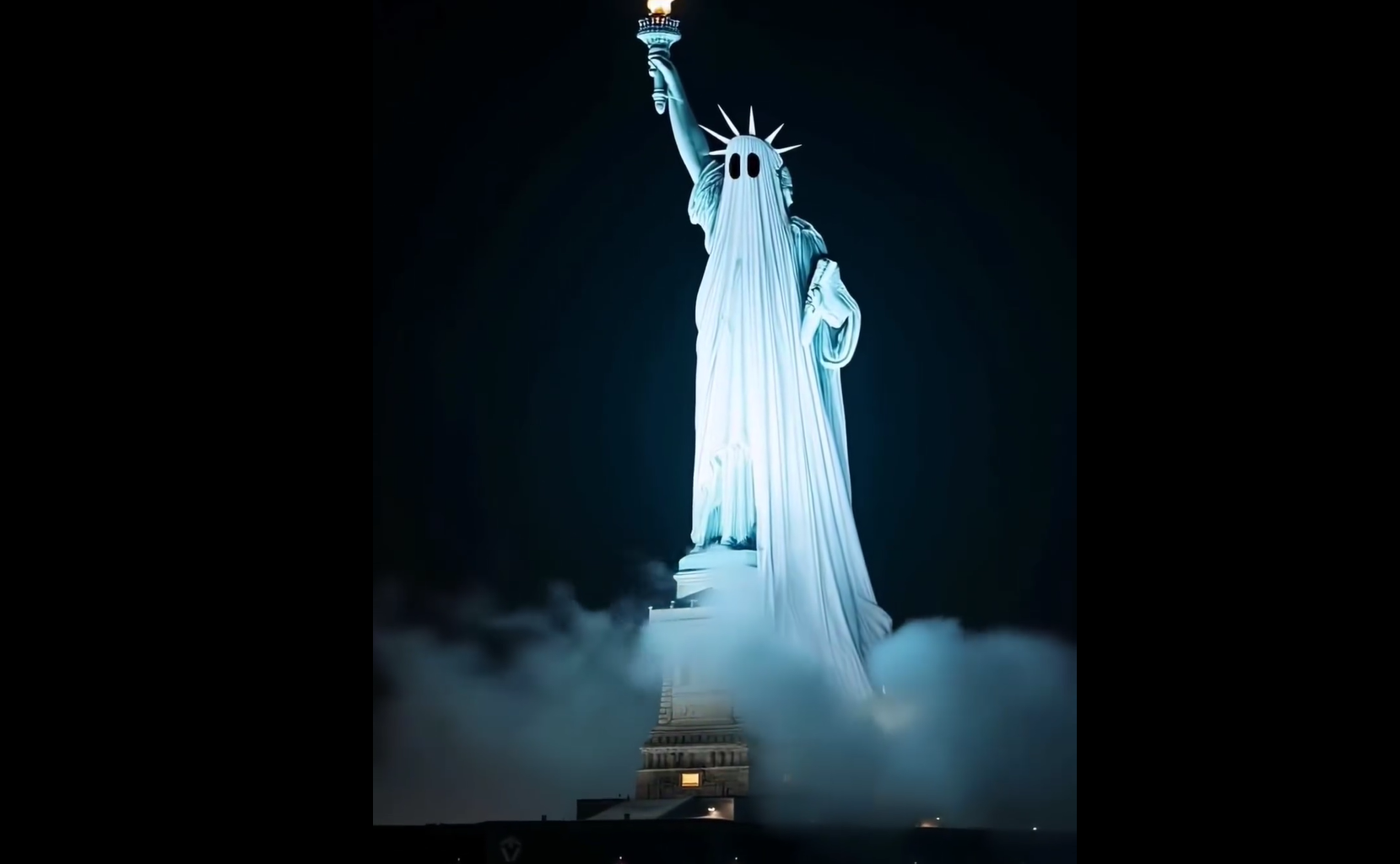 VIDEO. Statuia Libertății din New York „s-a transformat” în fantomă de Halloween, într-un videoclip viral generat de A.I.