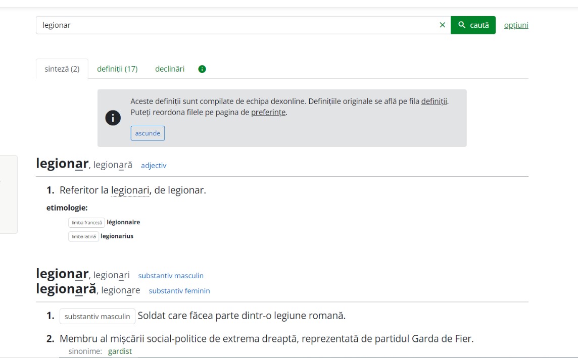 „Legionar” a fost cel mai căutat cuvânt de către români, pe DEX online, în noaptea alegerilor prezidențiale