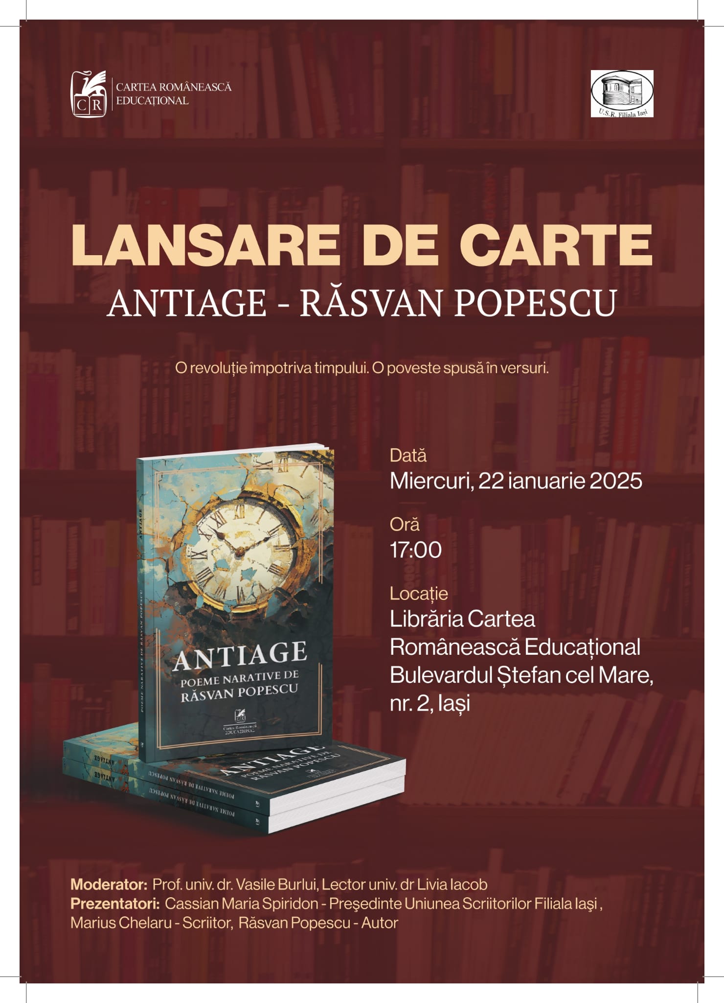 Răsvan Popescu lansează astăzi la Iași cartea „Antiage”, la Librăria Cartea Românească Educațional