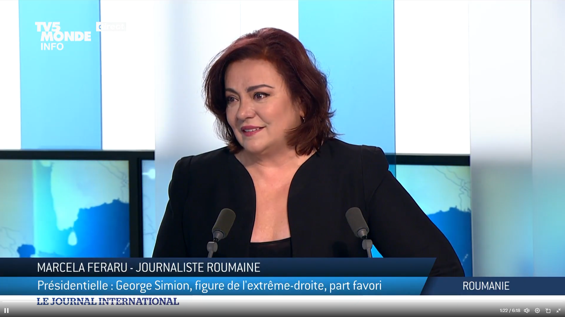 ALEGERILE PREZIDENȚIALE DIN ROMÂNIA SUNT DEZBĂTUTE ÎN FRANȚA. MARCELA FERARU, INVITATĂ LA TV5MONDE: „EXISTĂ O NEMULȚUMIRE ÎN RÂNDUL ROMÂNILOR”