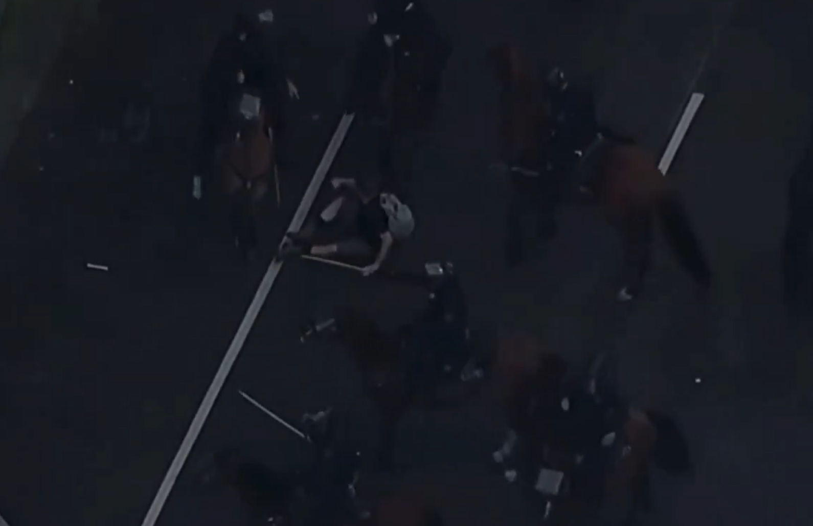 Un videoclip viral arată cum un protestatar este călcat în picioare de poliția călare în timpul protestelor din Los Angeles