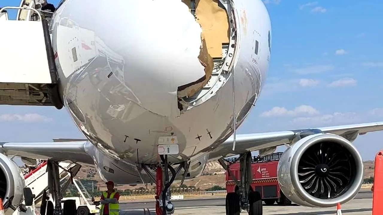 Vârful unui avion cu destinația Paris s-a rupt în urma impactului cu o pasăre. Aeronava plină cu pasageri a revenit de urgență la sol
