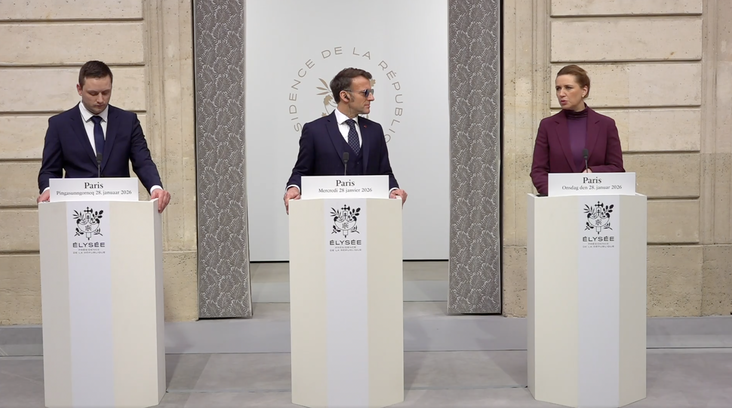 Macron i-a primit astăzi la Élysée pe Premierii  Groenlandei și Danemarcei pentru discuții privind securitate Groenlandei. „NATO va trebui să joace un rol important în Arctica”, spune Mette Frederiksen