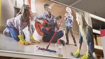 Un afiș dintr-un magazin de bricolaj arată femeile făcând curățenie, în timp ce bărbații se distrează. Centrul Filia atrage atenția că astfel de reprezentări consolidează ideea că treburile casnice sunt responsabilitatea femeilor. Ce spune Leroy Merlin