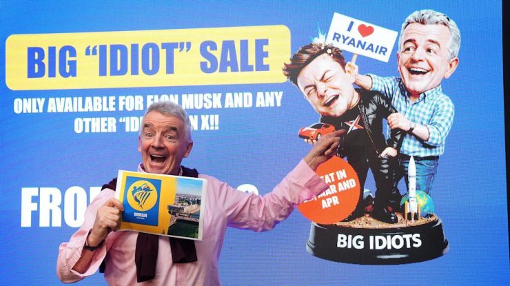 Ryanair îl atacă pe Elon Musk și anunță „The Big IDIOT Sale”: „Musk știe și mai puțin despre regulile de proprietate ale companiilor aeriene decât știe despre aerodinamica avioanelor”