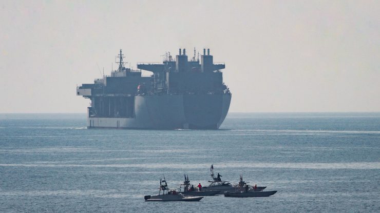 U.S. Navy ships transit Strait of Hormuz