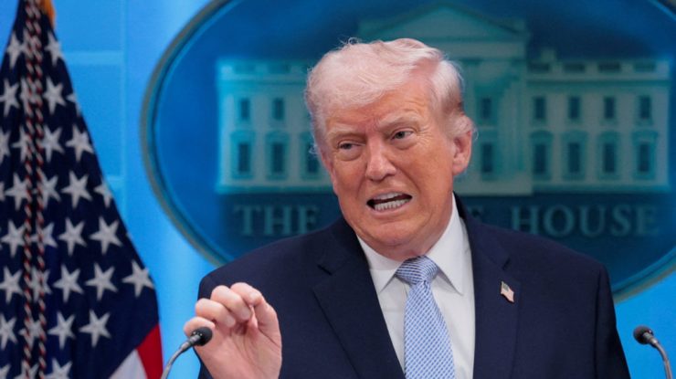 U.S. President Trump holds a press conference in the briefing room at the White House