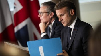 Starmer and Macron During a Visioconference With NATO Leaders London