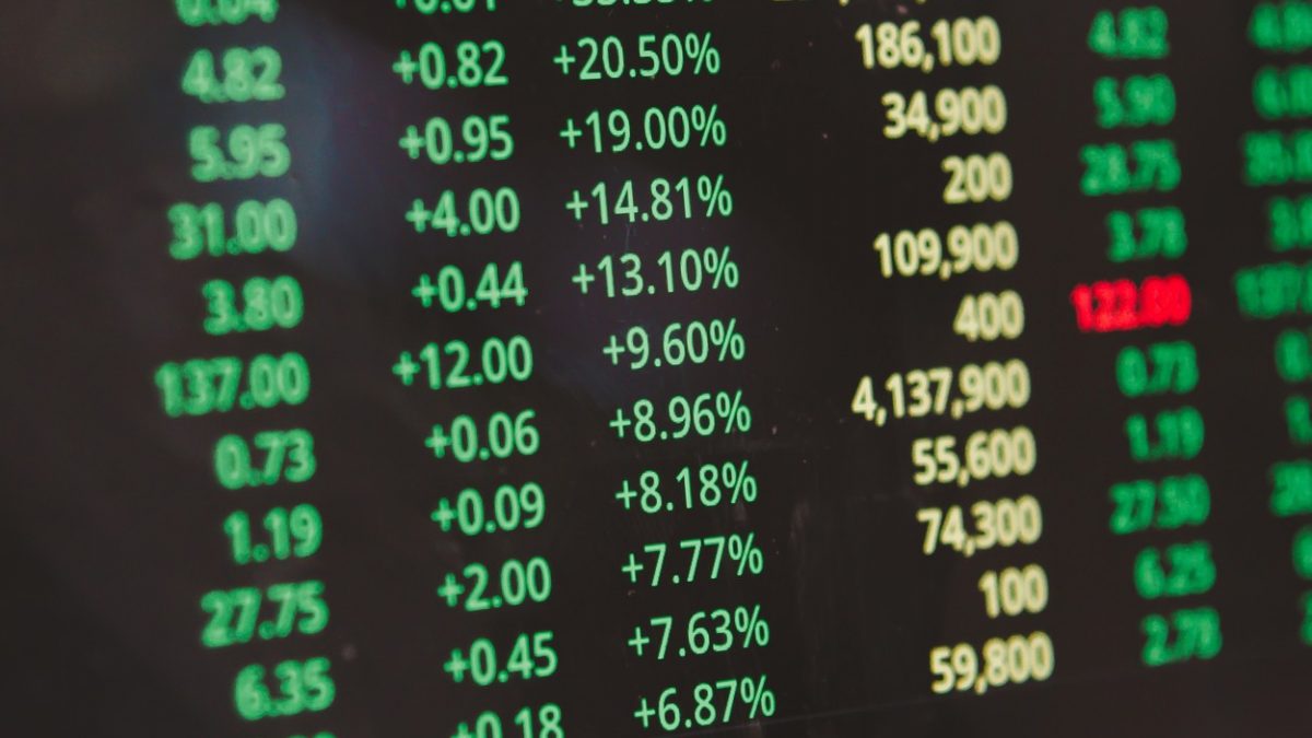Stock market trading numbers investment in money stocks grow Profit and Financial Profits.