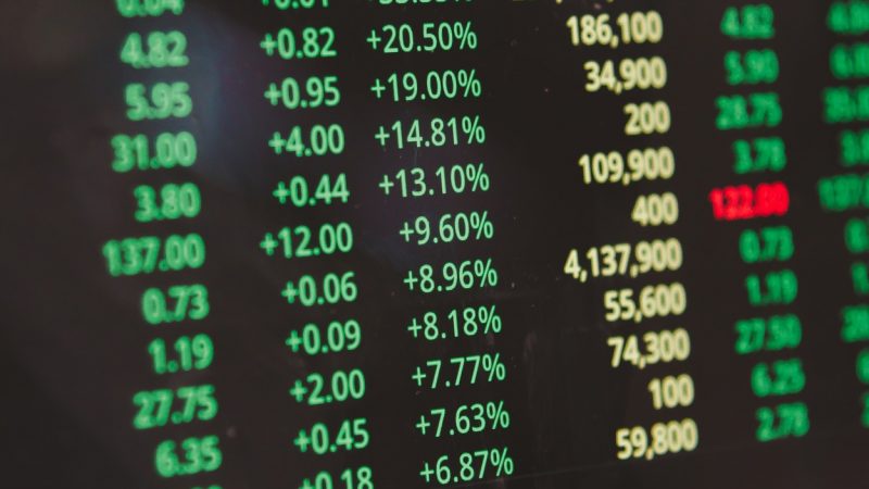 Stock market trading numbers investment in money stocks grow Profit and Financial Profits.
